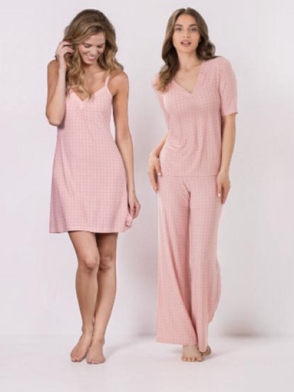 PAJAMAGRAM 3-PC PJ/NITEGOWN Set Dusty Pink Chemise Coquette Stretchy Soft SZ LG
